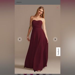David’s Bridal Strapless Wine Bridesmaid Dress
